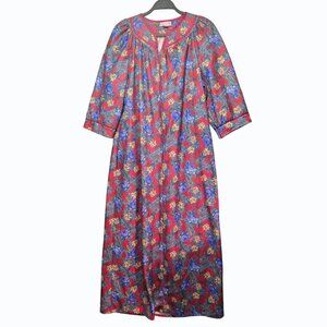 Vtg Intimate Options Robe Kaftan  Floral Paisley Maxi Sleep Lounge Intimates Med